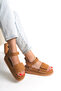 Tan Brown Women's Sandals – Orthopedic, Thick Soled, Comfortable, Lightweight, Velcro, Summer, Ugga - 7