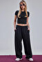 Winter Black/Grey Adjustable Flared Baggy Plus Size O Oversized Sweatpants Loose Fit - 4