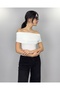 Women's White Madonna Collar Accessory Gathered Sandy Blouse - 2