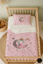 Girl Sitting on the Pink Moon Patterned Baby Crib Bedding Set with Sheets Tlabn-280
