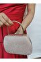 Women's Big Stone Look Powder Evening Clutch Chain Strap Handheld Wedding Engagement Evening Bag - 4