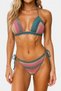 Hand Knitted Crochet Colorful Striped Knitted Triangle Model Bikini Set - 2