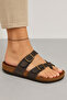 Lara Women's Flip Flops Double Buckle Anatomical Sole Slippers – Brown Nubuck - 3