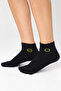 Bamboo Women's Black Half Socks Smile Patterned Seamless Black Socks 3 Pack - 6