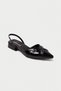 MBHRN650-S Women's Open Back Buckle Detail Patent Leather Black Shoes - 6