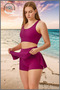 Women's Shorts Skirted Swimsuit Suit Top Crop Fixed Pad Quick-Drying Fabric Beach Wear Suit - 4