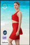 Women's Set Bottom - Top Biker Shorts Above Knee &Crop Bra Pad Supported Red in the Sea in the Pool in Sports - 7