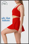 Women's Sports Suit Red Shorts Skirt and Pad Supported Crop Bra Suit Tennis Sea Pool Active Sports - 6