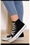 Black Long Platform Thick Sole Conver Sneaker - 4