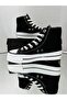 Black Long Platform Thick Sole Conver Sneaker - 3