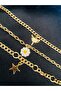 3 Pieces Gold Color Daisy Trend Chain Bracelet - 3