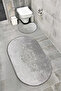 Üsküdar Non-Slip Base, Dowry Style, Absorbent, Velvet 2-Piece Super Luxury Oval Bath Mat Set Gray - 8