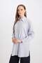 Relax Fit Shirt Collar Slit Long Sleeve Striped Shirt Tunic D7199Ax24Wn - 4