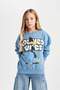 Girl's Blue Looney Tunes Printed Oversize Wide Fit Crew Neck Sweatshirt 3161022 - 4