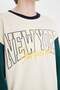 Boys' Oversize Wide Fit Crew Neck Printed Long Sleeve School T-Shirt C9286A824Au - 7