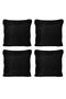 4-Piece Straw Textured Ribbed Double Sided Throw Pillow Cover Black