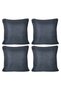 4-Piece Straw Textured Ribbed Double Sided Throw Pillow Cover Blue Black