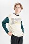 Boys' Oversize Wide Fit Crew Neck Printed Long Sleeve School T-Shirt C9286A824Au - 5