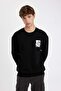 Boxy Fit Crew Neck Printed Sweatshirt C7048Ax24Au - 7