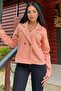 Orange Double Breasted Collar, Double Buttons, Comfortable Fit, Ribbed Stem Jacket