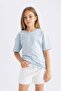 Relax Fit Crew Neck Printed Short Sleeve T-Shirt Girl Child C8462A824Au - 3