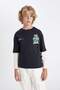 Boy's Crew Neck Text Printed Long Sleeve T-Shirt C9569A824Au