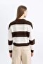 Coool Oversize Fit Wide Fit Crew Neck Striped Knitwear Sweater X4931Az24Wn - 5