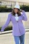 Women's Lilac Lined, Single Button, Body Fitting, Ribbed Stamp Fabric Blazer Jacket