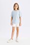 Relax Fit Crew Neck Printed Short Sleeve T-Shirt Girl Child C8462A824Au - 2