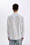 Regular Fit Oxford Button Polo Neck Striped Cotton Long Sleeve Shirt D3500Ax24Au - 6
