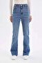 Slim Flare Normal Waist Slit Long Washed Jean Pants C7621Ax24Au - 4