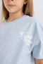 Relax Fit Crew Neck Printed Short Sleeve T-Shirt Girl Child C8462A824Au - 5