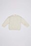 Baby Girl Ecru Crew Neck Heart Patterned Knitwear Sweater (24 Wn) - 3