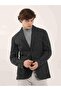 Men's Slim Fit Mono Collar Dark Gray Jacket - 3