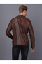 Erkek Biker Kestane Deri Ceket - E2021 - 6
