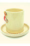 24 Carat Gold Embroidered Pastel Hearts Figured Handmade Double Turkish Coffee Cup - 5