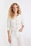 Regular Fit Crew Neck Tweed Button Crop Blazer Jacket D3910Ax24Au
