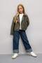 Girl's Water Repellent Jacket Collar Zippered Windproof Faux Leather Coat C4977A824Au - 2