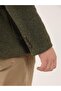 Khaki Men's Slim Fit Plain Cashmere Mono Collar Jacket - 5