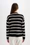 Relax Fit Striped V-Neck Button Knitwear Cardigan C5264Ax24Au - 7