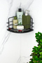 Stainless Black Wire Shampoo Holder with Crystal Shelf Adhesive Bathroom Corner - Shelf - 2