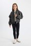 Girls' Water Repellent College Collar Zippered Double Pocket Seasonal Lightweight Faux Leather Bomber Coat Jacket - 7