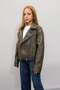 Girl's Water Repellent Jacket Collar Zippered Windproof Faux Leather Coat C4977A824Au - 4