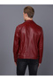 Erkek Biker Bordo Deri Ceket - E2021 - 5