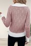Women's V-Neck Running Pattern Hair Knit Powder Knitwear Sweater - 3