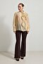 Butter Yellow Collar Rose and Neck Detailed Long Sleeve Comfortable Fit Blouse - 2