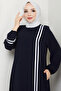 Striped Medina Silk Dark Navy Blue Ferace - 4