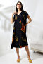 Likapa Summer Large Size Viscose V-Neck Short Sleeve Dress 2688