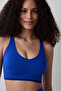 Cobalt Blue Light Support Contrast Seamless Sports Bra - 3