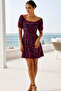 Women's Boat Neck Summer Mini Dress – Patterned and Stylish Design - 6